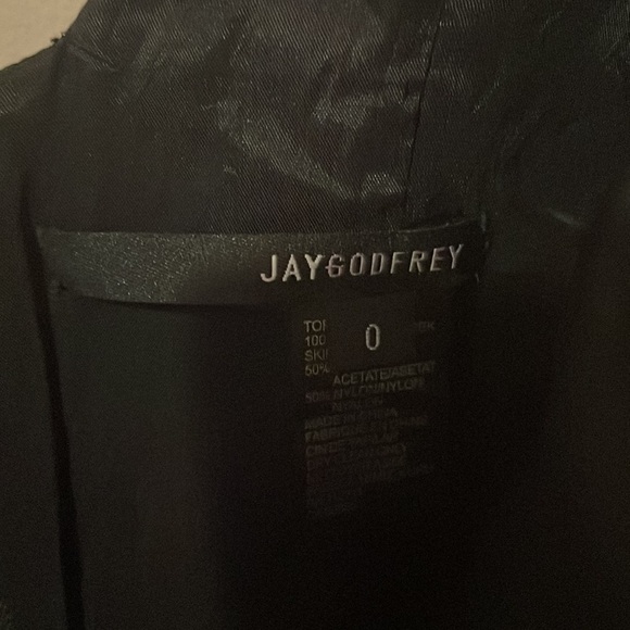 Jay Godfrey Black Mini Jacquard Pencil Skirt Ruffle Sleeveless Dress - Picture 2 of 8